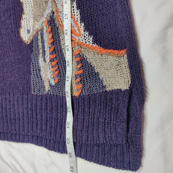 Moth Anthropologie Purple Embroidered Preppy Saddleback Horse Sweater Small Twee - Picture 14 of 14